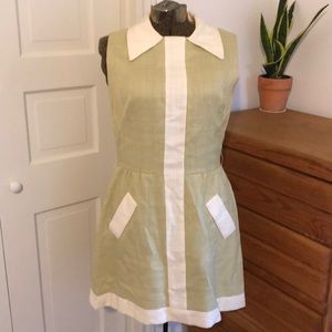 Vintage 50s 60s shift sage green & cream